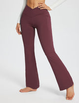 Baleaf Women's Laureate 32'' Crossover High-Rise Flared Pants dbh057 32-Wine Main