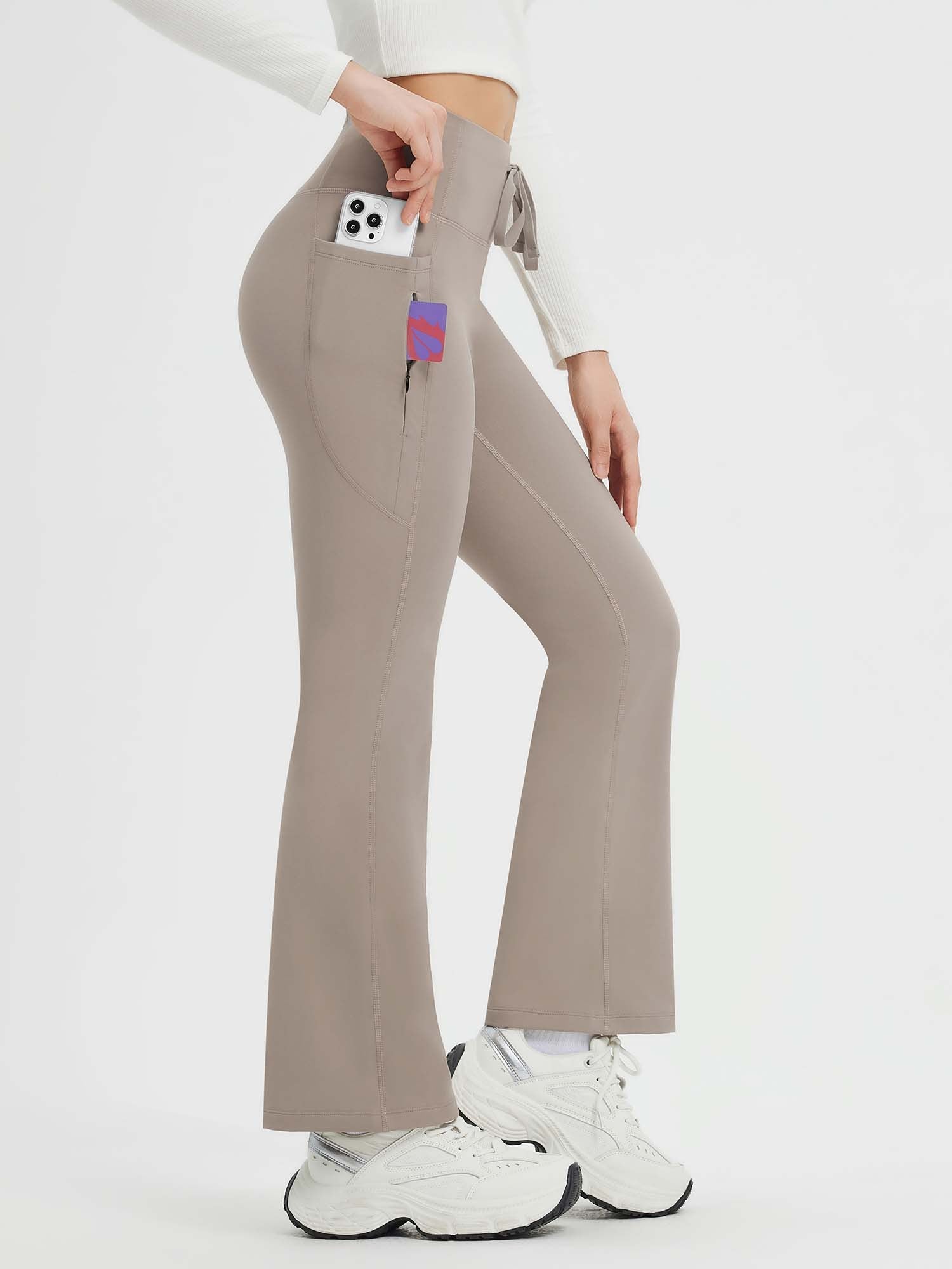 Yoga Drawstring High-Waisted Flared Pants (Petite Fit)