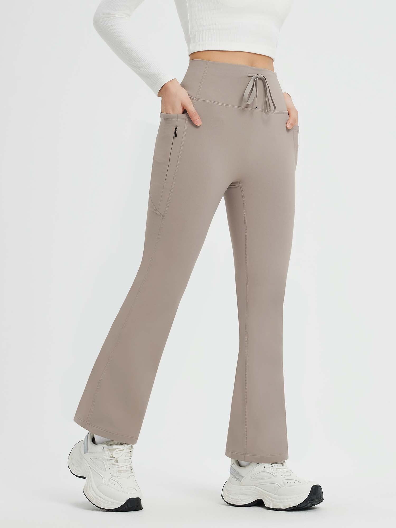 Yoga Drawstring High-Waisted Flared Pants (Petite Fit)