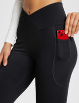 Baleaf Women's Laureate 32'' Crossover High-Rise Flared Pants dbh057 32-Black Details