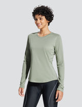 Baleaf Women's UPF50+ Crew Neck Cycling Long Sleeve Shirts Chinchilla Side