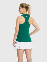 Baleaf Women's UPF 50+ V-neck Sleeveless Polo Shirt Botanical Garden Back