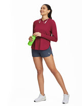 Baleaf Women's Rounded Hem Hooded Long Sleeve Lava Falls Full