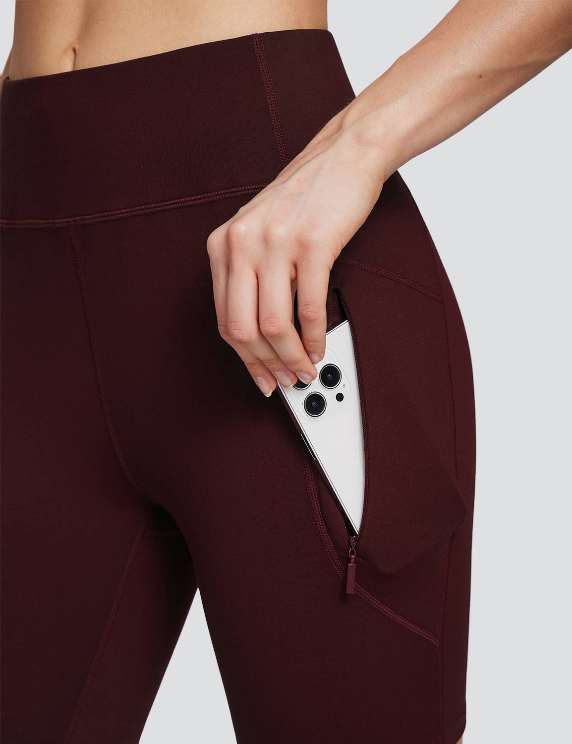 Baleaf Women's High-Rise Slim Fit Tight Hiking Pants Zinfandel with Pockets