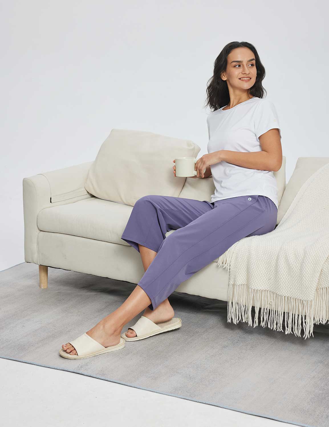 Baleaf Women's High Rise Straight Leg Sweatpants Montana Grape Full