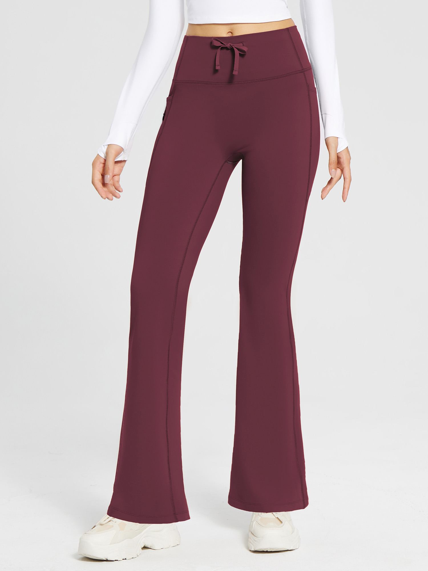 Drawstring Waistband Yoga High-Waisted Flared Pants
