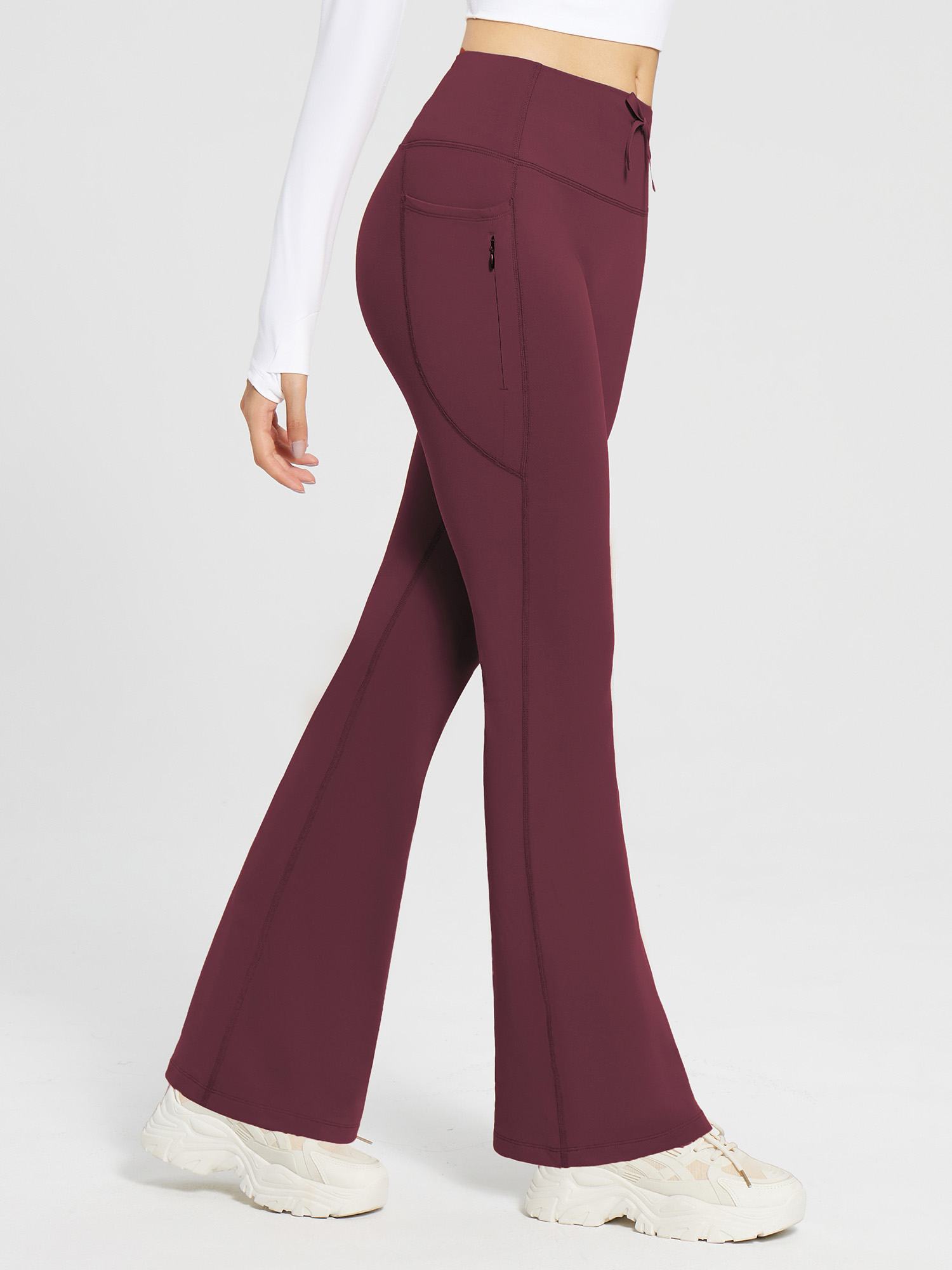 Drawstring Waistband Yoga High-Waisted Flared Pants