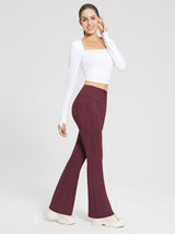 Drawstring Waistband Yoga High-Waisted Flared Pants