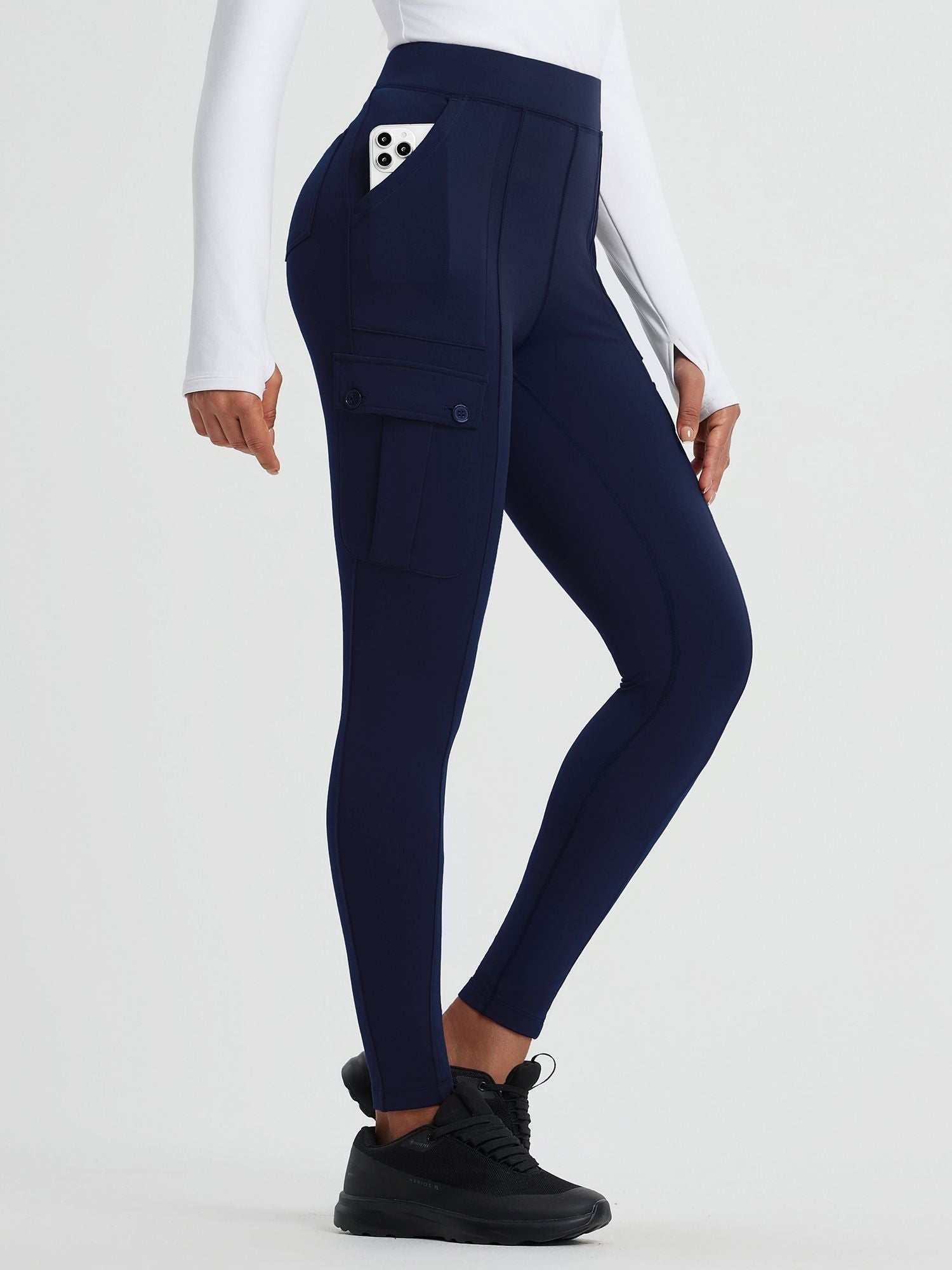 Multi-Pocket Workwear Straight-Leg Knit Fleece Pants