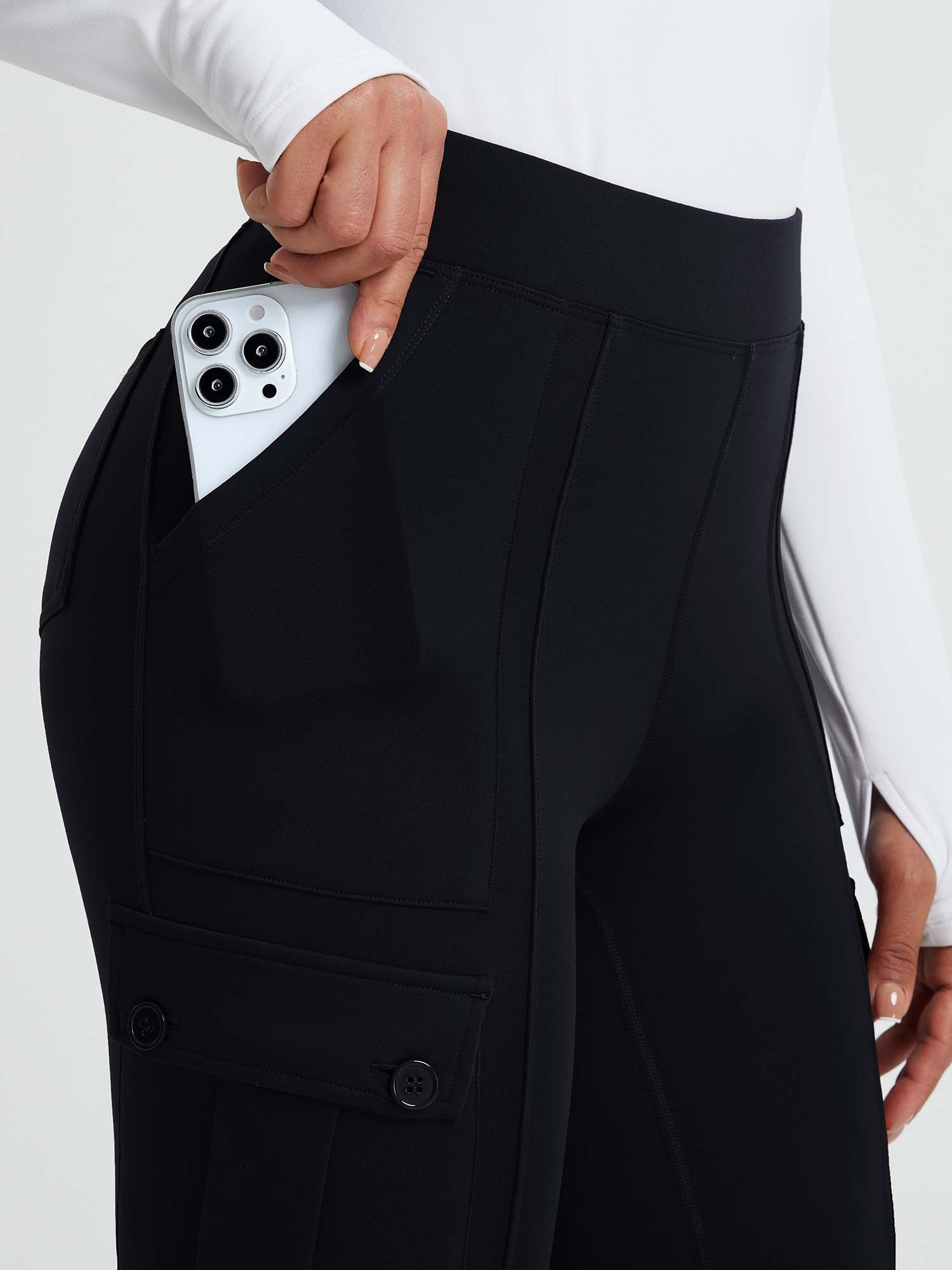 Multi-Pocket Workwear Straight-Leg Knit Fleece Pants