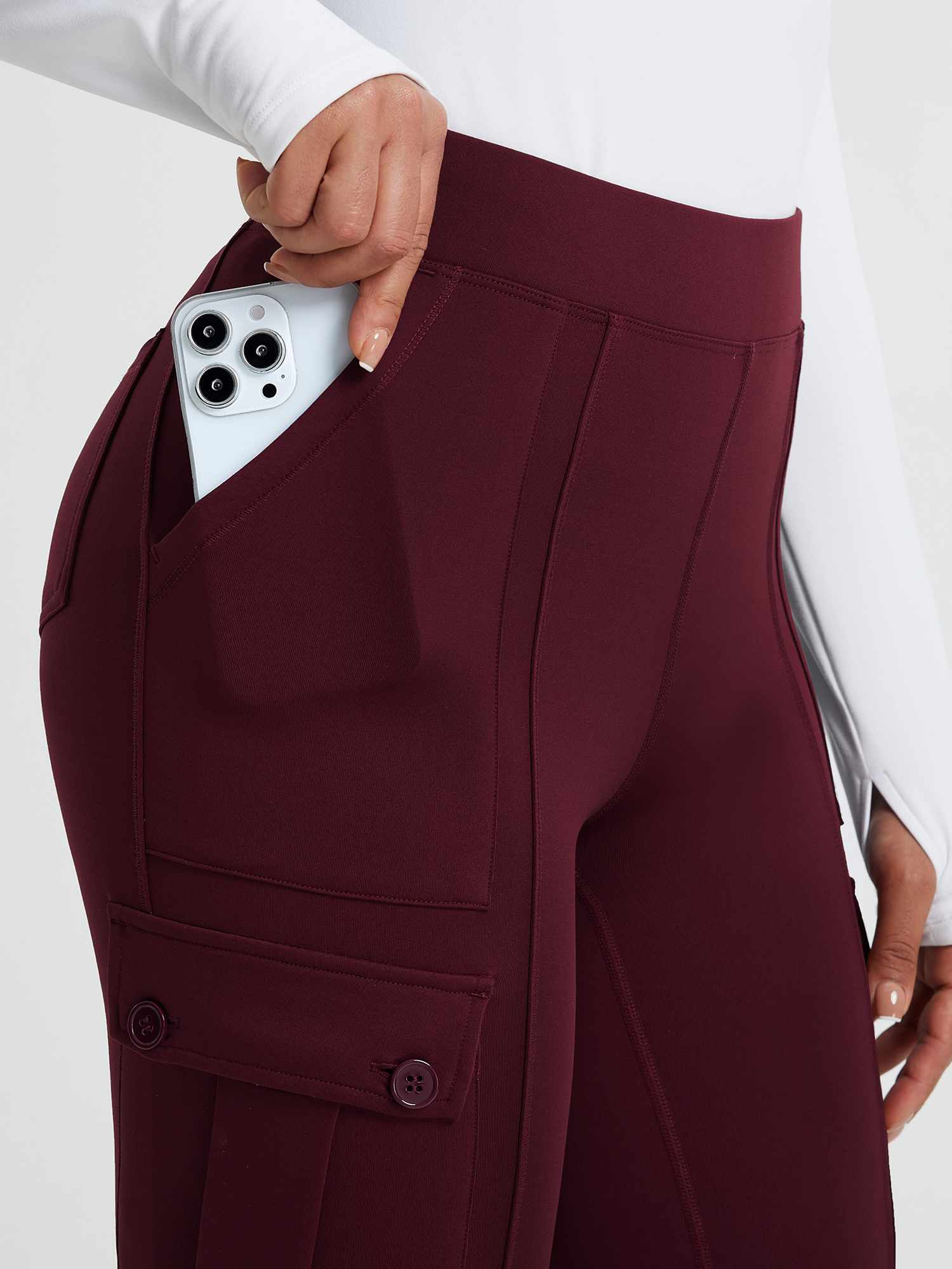 Multi-Pocket Workwear Straight-Leg Knit Fleece Pants