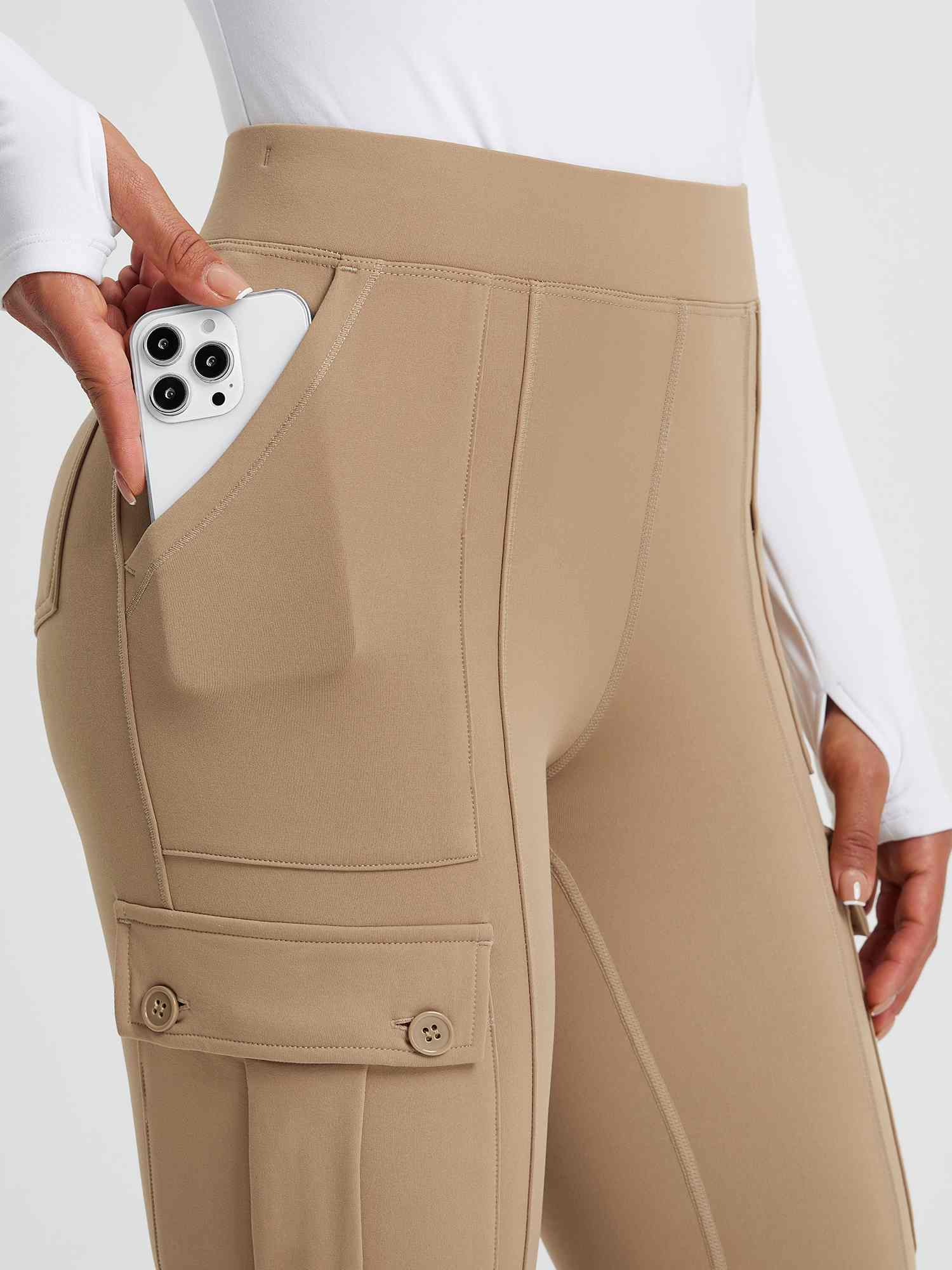 Multi-Pocket Workwear Straight-Leg Knit Fleece Pants