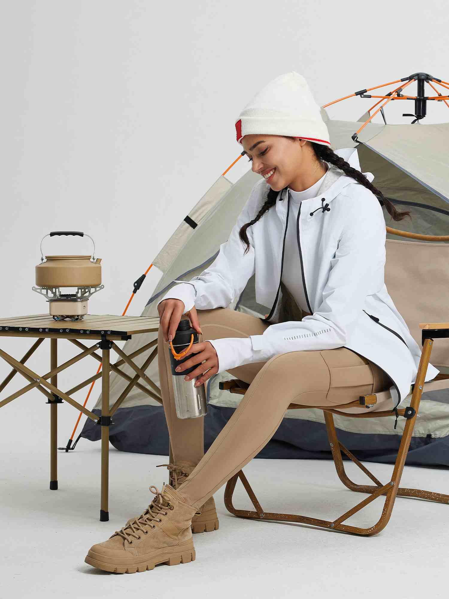 Multi-Pocket Workwear Straight-Leg Knit Fleece Pants