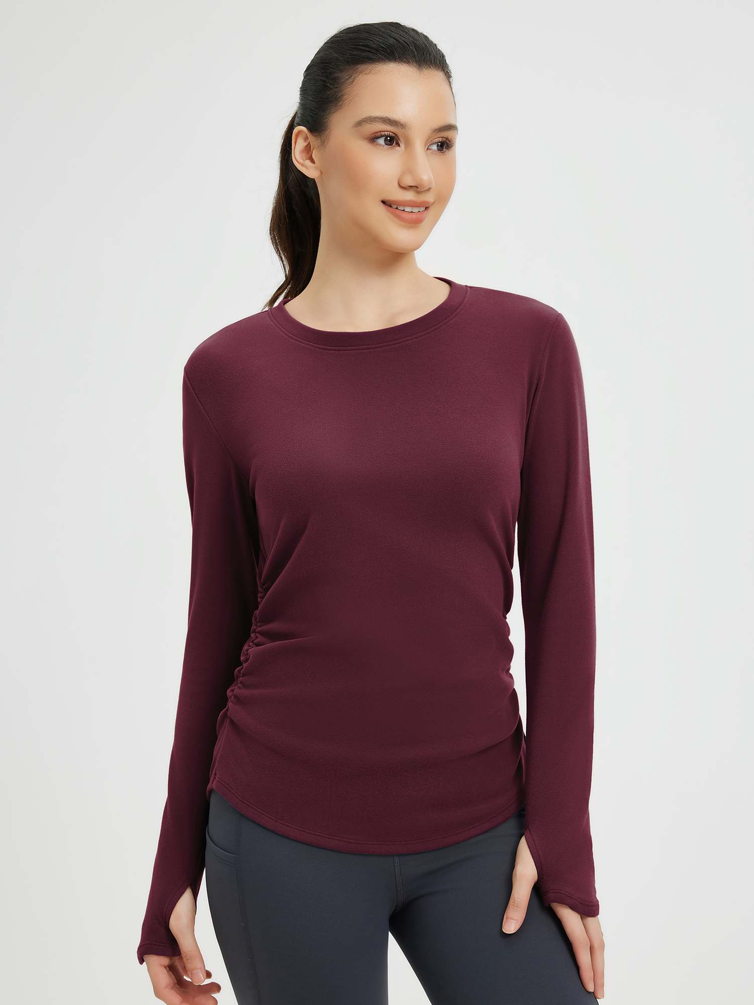 Yoga Side Drawstring Long Sleeve T-Shirt