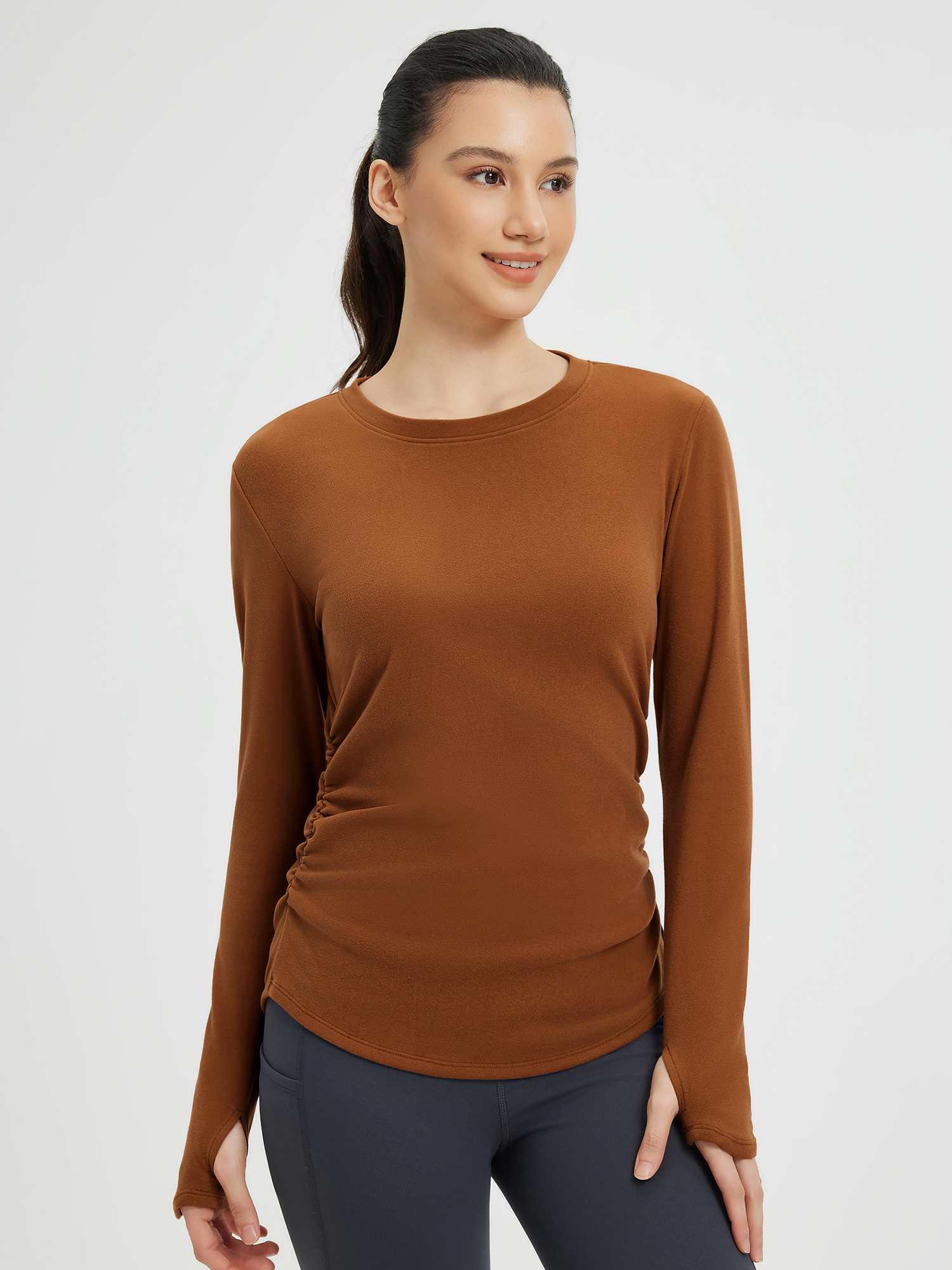 Yoga Side Drawstring Long Sleeve T-Shirt