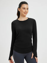 Yoga Side Drawstring Long Sleeve T-Shirt