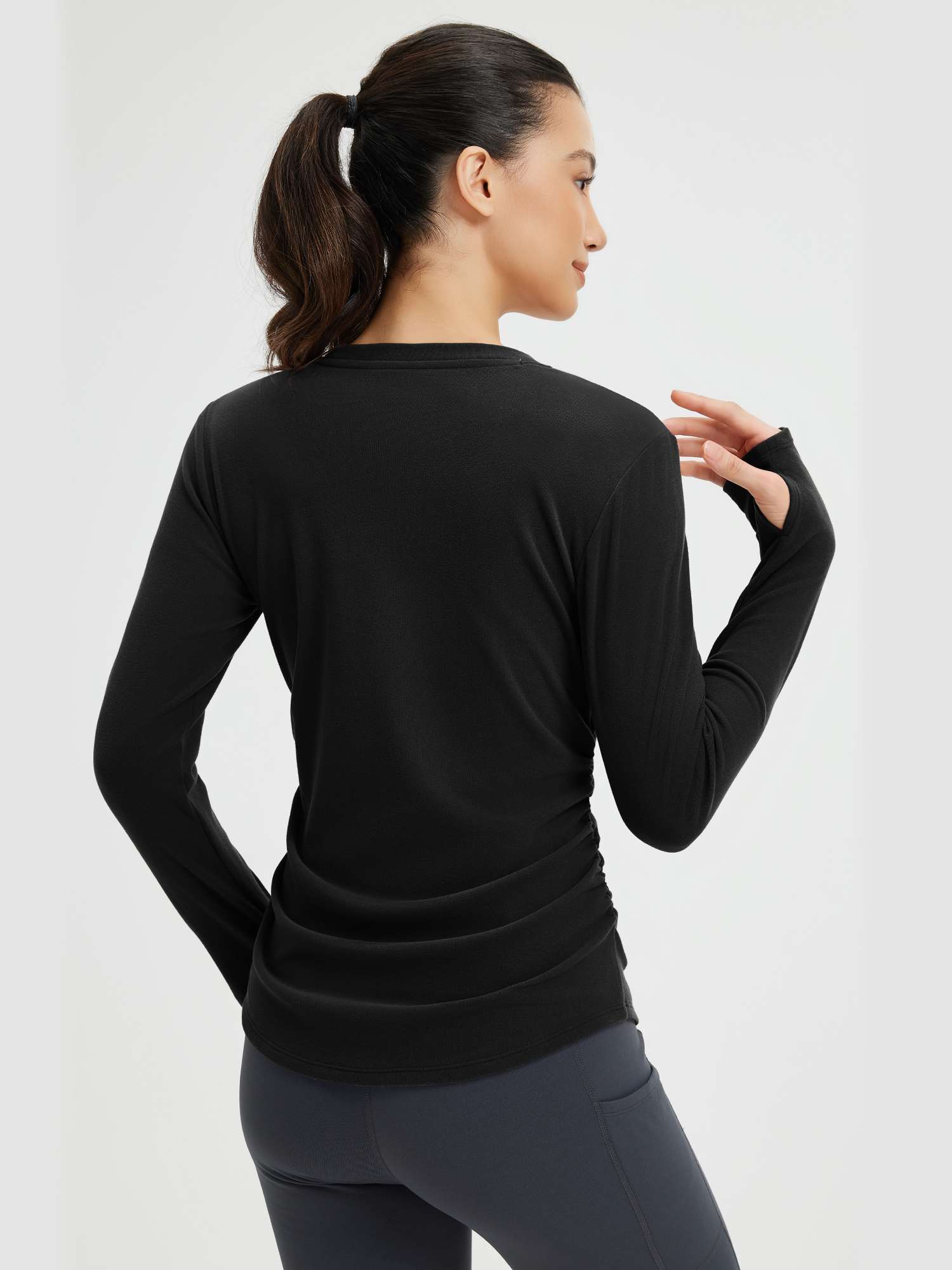 Yoga Side Drawstring Long Sleeve T-Shirt