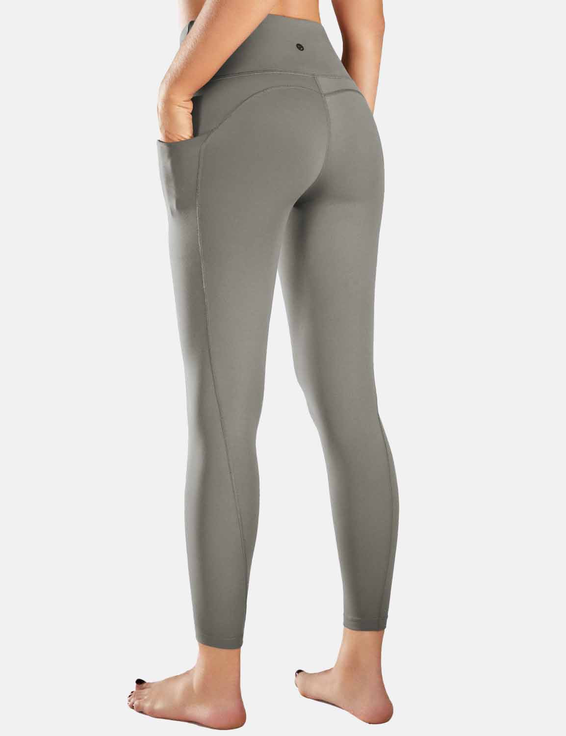Baleaf Women's 7/8 7/8 High Waisted Soft Pockets Leggings cbh007 Charcoal Gray Back