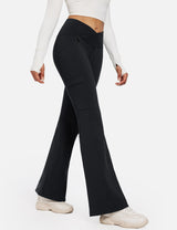 Baleaf Women's Fleece lined Crossover Slightly Flare Leggings Anthracite Side