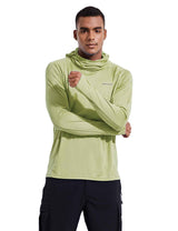 Baleaf Mens UPF 50+ Convertible Pocketed Long Sleeved Shirt w Thumbholes & Hood pale green Side