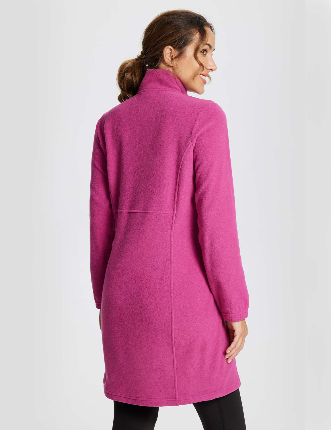 #Baleaf Women's Long-Sleeve Quarter Zip Thermal Dress dga069 Violet Rose Back