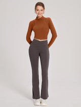 Set: Turtle Neck Top & Cross-Waist Flared Pants