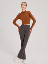 Set: Turtle Neck Top & Cross-Waist Flared Pants