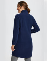 #Baleaf Women's Long-Sleeve Quarter Zip Thermal Dress dga069 Navy Blue Back