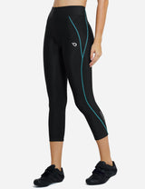 Baleaf Women's UPF50+ High Rise 3D Chamois Compression Cycling Capris aab163 Blue Line Front