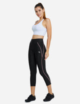Baleaf Women's UPF50+ High Rise 3D Chamois Compression Cycling Capris aab163 Pink Line Full