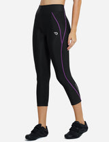 Baleaf Women's UPF50+ High Rise 3D Chamois Compression Cycling Capris aab163 Purple Line Side