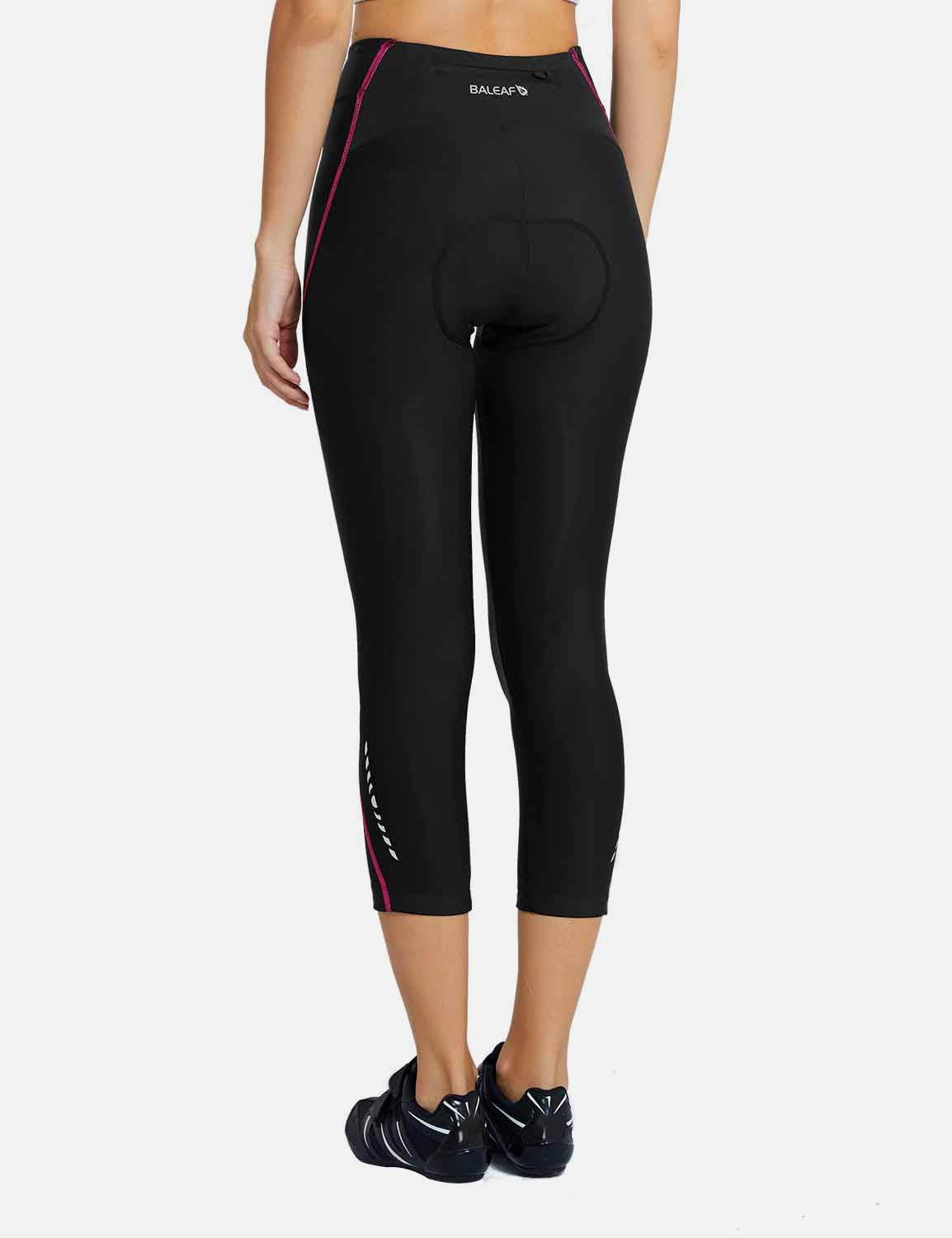 Baleaf Women's UPF50+ High Rise 3D Chamois Compression Cycling Capris aab163 Innuendo Back