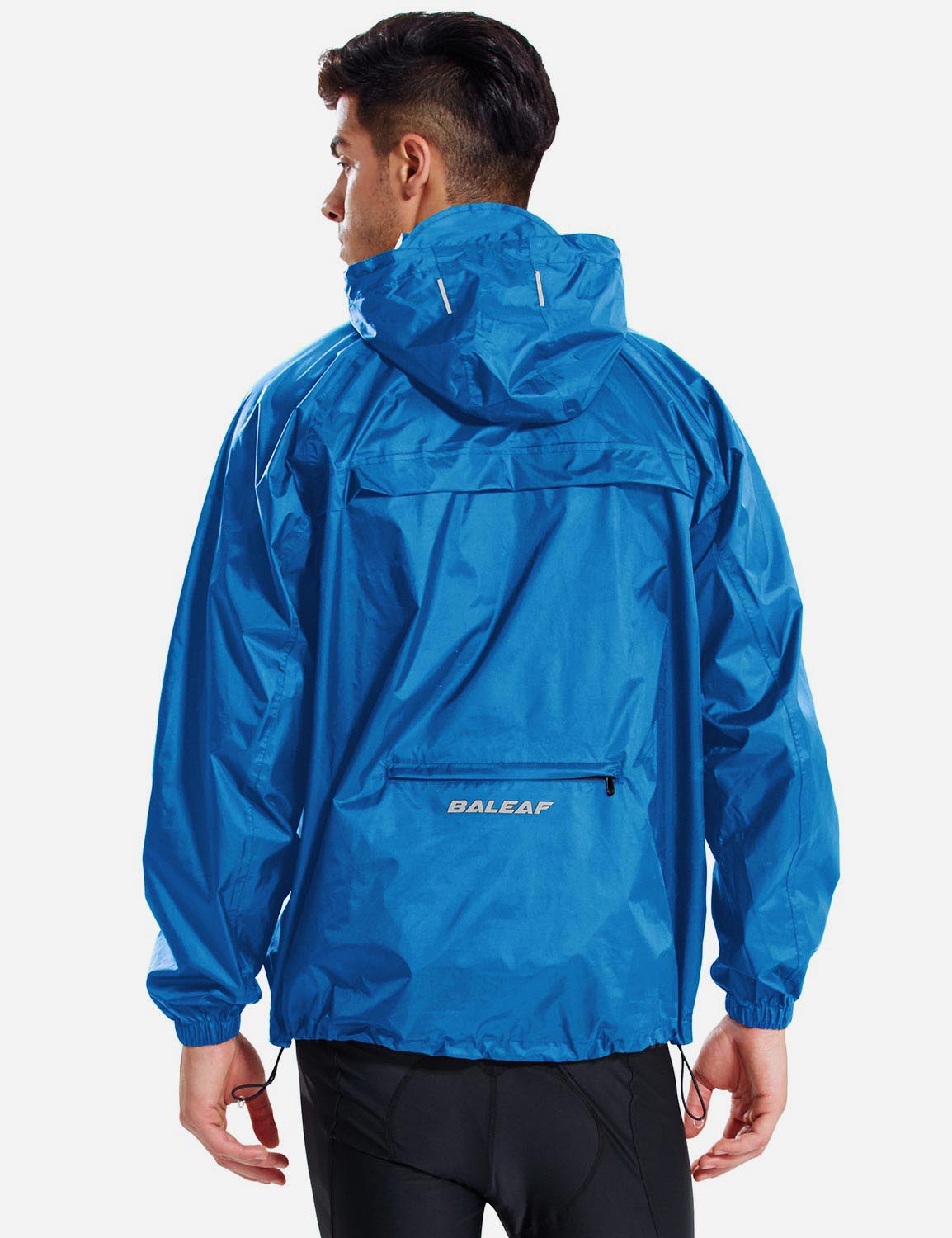 Baleaf Unisex Lightweight Packable Hooded Raincoat aae100 blue back