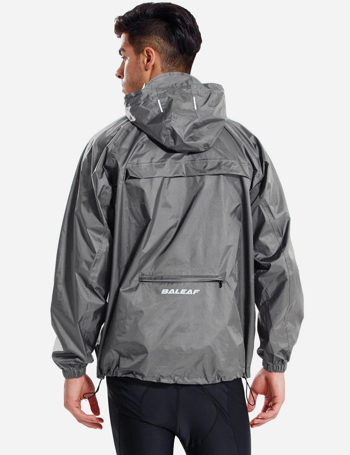 Baleaf Unisex Lightweight Packable Hooded Raincoat aae100 Gray back