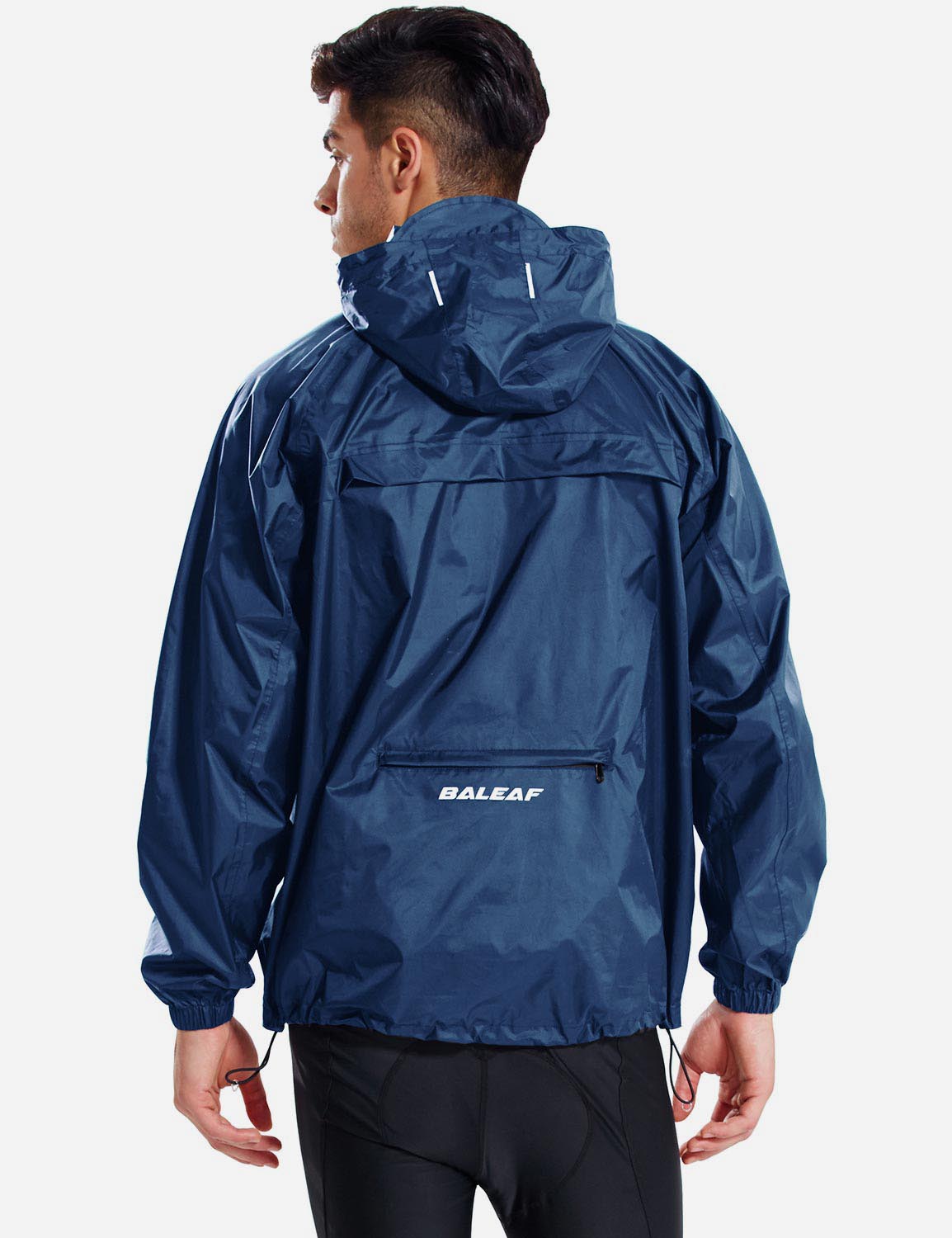 Baleaf Unisex Lightweight Packable Hooded Raincoat aae100 Navy back