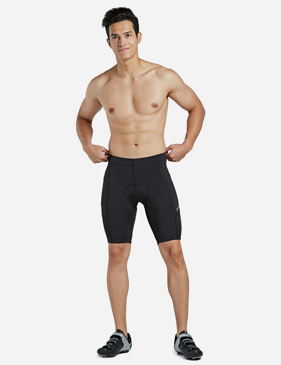 Baleaf Men's 3D Chamois Padded Low Cut Long Compression Cycling Shorts aai070 Black Full