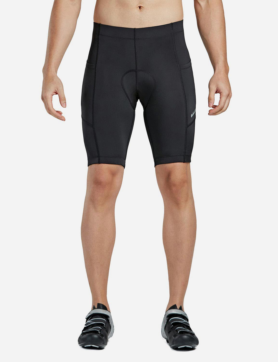 Baleaf Men's 3D Chamois Padded Low Cut Long Compression Cycling Shorts aai070 Black Front