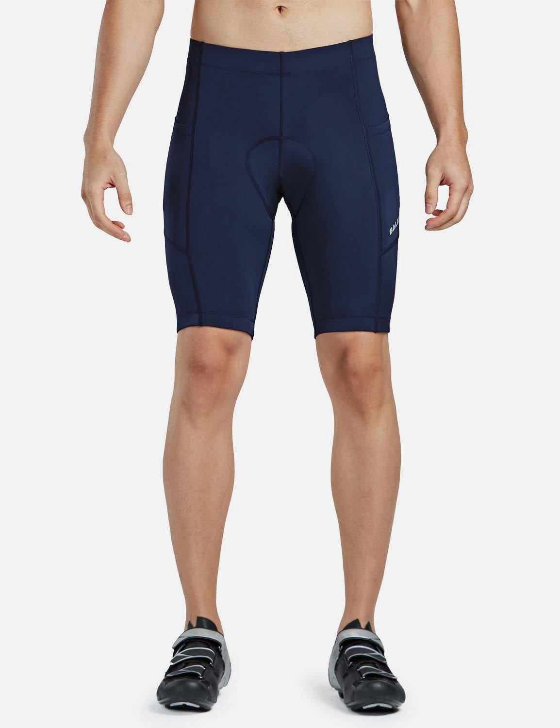 Baleaf Men's 3D Chamois Padded Low Cut Long Compression Cycling Shorts aai070 Dark Blue Front