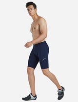 Baleaf Men's 3D Chamois Padded Low Cut Long Compression Cycling Shorts aai070 Dark Blue Full