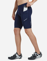 Baleaf Men's 3D Chamois Padded Low Cut Long Compression Cycling Shorts aai070 Dark Blue Side