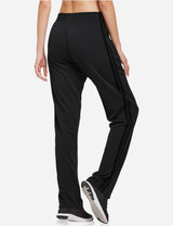 Baleaf Women's Active Stripe Side Loose Leg Pocketed Casual Joggers abd316 Black/Black Back
