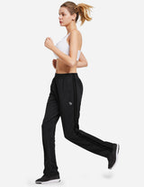Baleaf Women's Active Stripe Side Loose Leg Pocketed Casual Joggers abd316 Black/Black Full