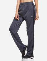 Baleaf Women's Active Stripe Side Loose Leg Pocketed Casual Joggers abd316 Gray/Black Front