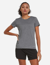 Baleaf Women's Baleaf Crew neck Comfort Fit Workout T-Shirt abd349 Heather Gray Front