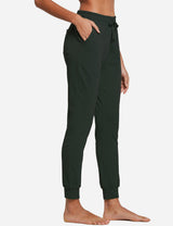 Baleaf Women's Cotton Comfy Pocketed & Tapered Weekend Joggers abh103 Army Green Side
