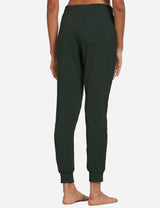 Baleaf Women's Cotton Comfy Pocketed & Tapered Weekend Joggers abh103 Army Green Back