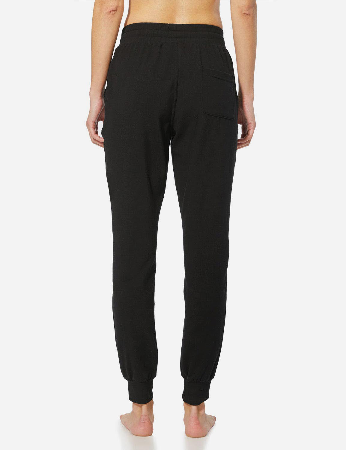 Baleaf Women's Cotton Comfy Pocketed & Tapered Weekend Joggers abh103 Black Back