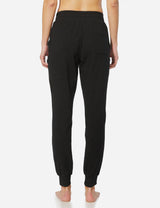Baleaf Women's Cotton Comfy Pocketed & Tapered Weekend Joggers abh103 Black Back