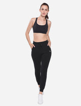Baleaf Women's Cotton Comfy Pocketed & Tapered Weekend Joggers abh103 Black Full
