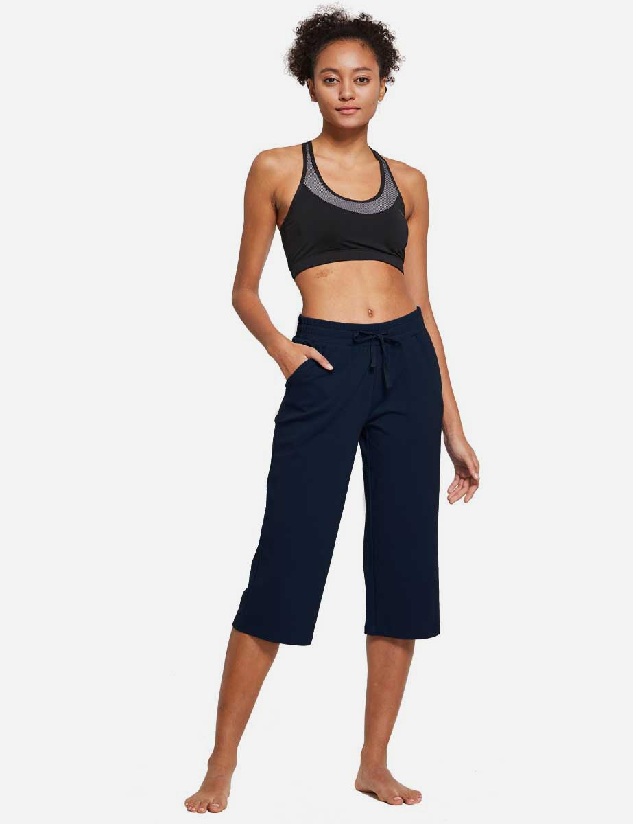 Baleaf Women's 20'' High Rise Drawcord Loose Fit Pocketed Sweatpants abh107 Navy Blue Full